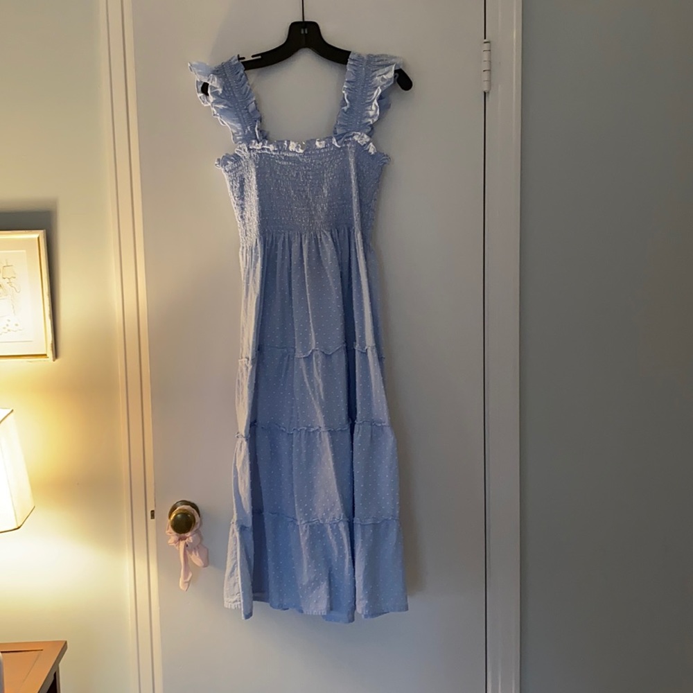 Hill House Home Ellie Nap Dress blue Swiss dot M